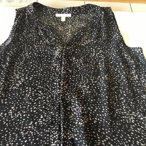 1X sleeveless top polyester black tan spots